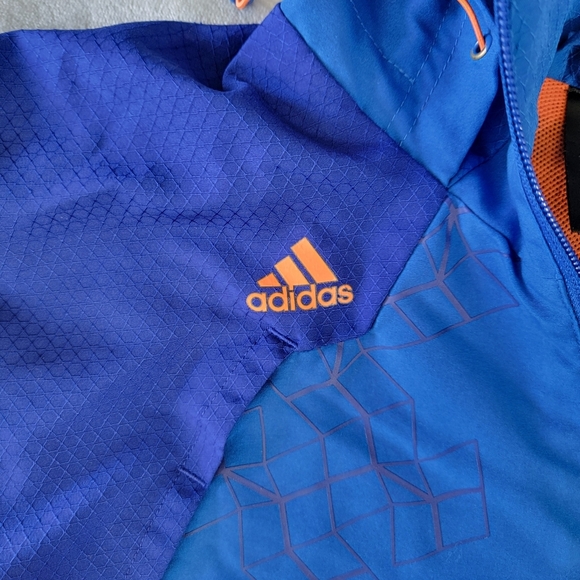ADIDAS Predator Climacool Jacket Windbreaker Hooded Blue Orange Mens Small - Picture 8 of 15